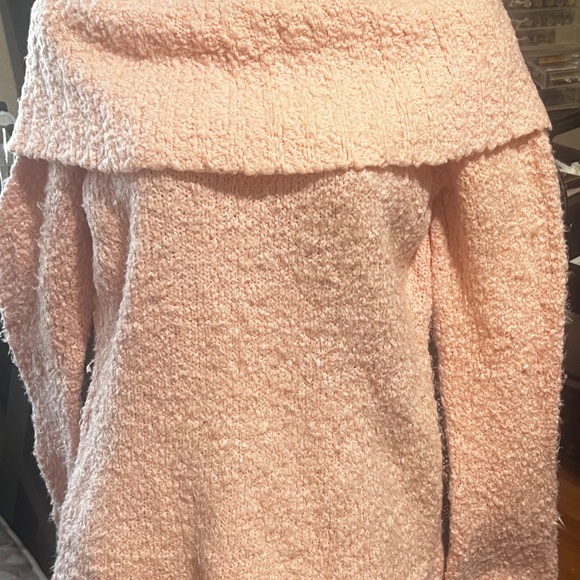 Bebe Sweaters Set off the shoulder or cowl Pink and Cream Size L Party Vintage - Picture 2 of 15
